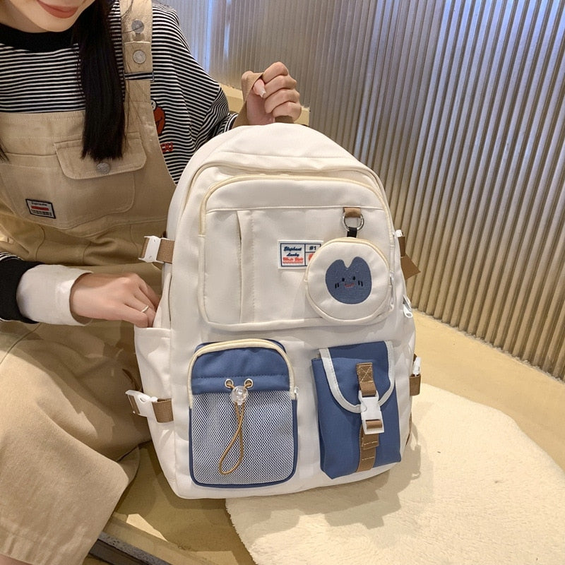 Back to school New Nylon Girls Backpack Japanese Korean Elementary Students Schoolbag Large Capacity Junior High School Double Shoulder Bag