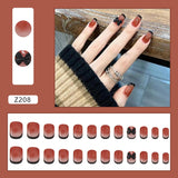 Flytonn Fake Nails Set With Designs 24Pcs/Set Korean Style False Nail Art  Accesoires  Nail Charms Nail Supplies For Professionals