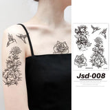 Flytonn Temporary Tattoo Stickers Black Face Collarbone Hand Arm Body Art Fake Tattoos False Tattos Women Men Makeup Masquerade Decals