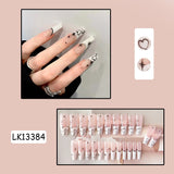 Flytonn Y2k Fake Black Nail Long Ballet Reusable Adhesive Acrylic Press on set Nails Dark Acrylic Artificial False Nails Arts Tips 24pcs