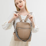 Back to school 2023 Leather Backpack Women Solid Color Fashion Wild Trend Casual Large Capacity Ladies Travel Bag Backpack for Teenage Girls