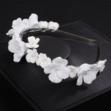 Flytonn Luxury Silver Flower Bridal Crown Headband Handmade Women Hair Accessories for Wedding Headpiece Party Head Jewelry Gold Tiaras