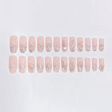 Flytonn 24pcs Aurora Diamond False Nails With Glitter Rhinestones Long Coffin Fake Nails Nail Sticker Full Cover Nail Tips Press On Nail