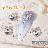 flytonn Halloween 10pcs Luxurious Glass Rhinestone Japanese Hollow Mirror Nail Charms Glitter Nail Art Accessories DIY