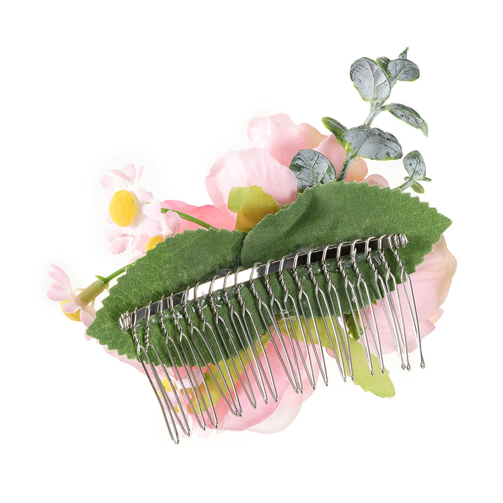 Flytonn  Bridal  Artificial Flower Hair Combs For Women Fashion Solid Color Hairpins Bride Wedding Headpiece Hair Accessories