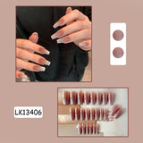 Flytonn Y2k Fake Black Nail Long Ballet Reusable Adhesive Acrylic Press on set Nails Dark Acrylic Artificial False Nails Arts Tips 24pcs