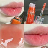 Flytonn Iced Tea Mirror Lip Glaze Watery Lip Gloss Waterproof Lasting Transparent Jelly Liquid Lipstick Women Beauty Makeup Lip Cosmetic