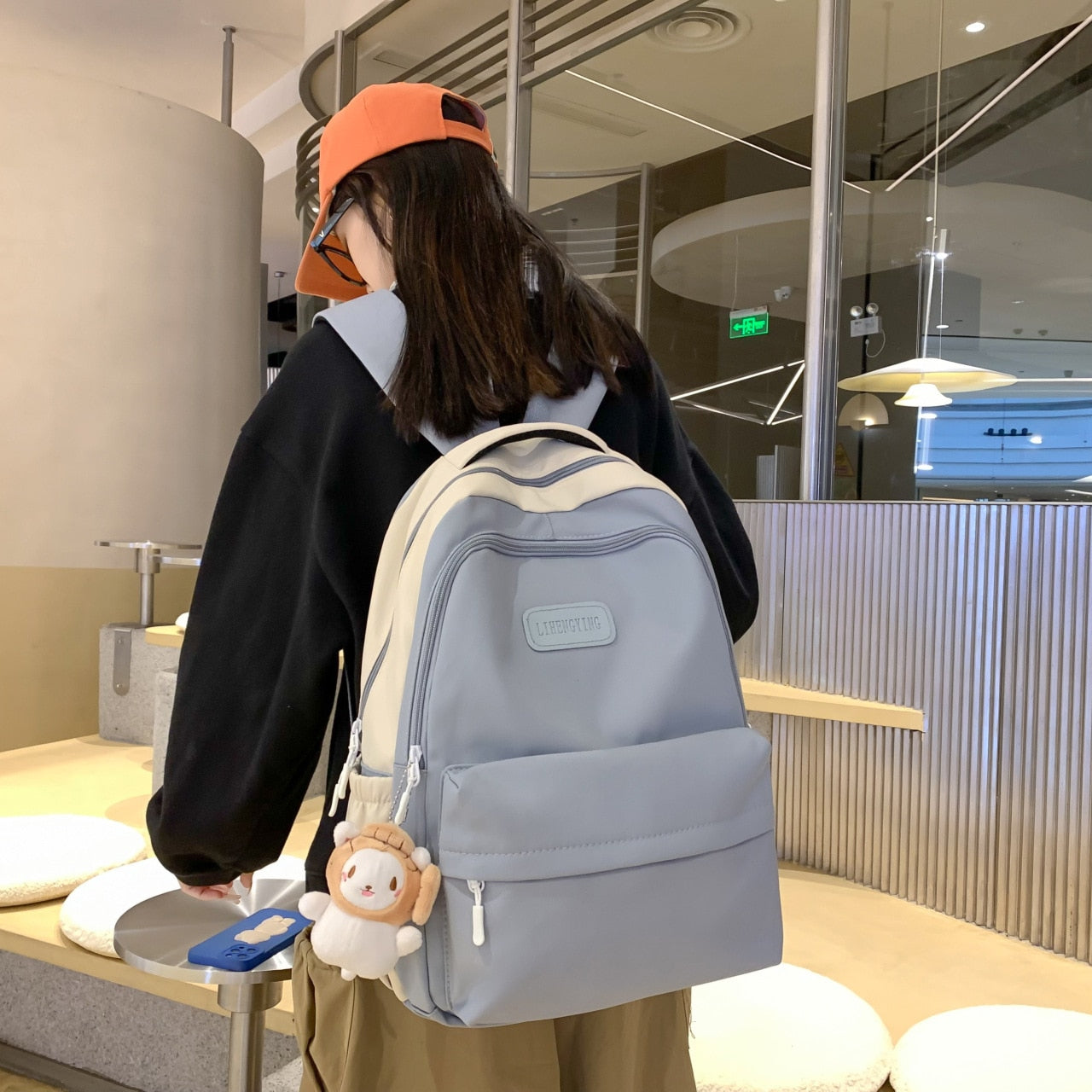 Back to School Backpack for College Students Korean Fashion Cute Girls Large-capacity Shoulder Backpack Nylon Waterproof Travel Backpack