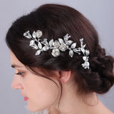 Flytonn  Handmade Vintage Style Silver Leaf Floral Bridal Hair Clip and Hairpin Set Trendy Women Wedding Hair Accessories Party Headpiece