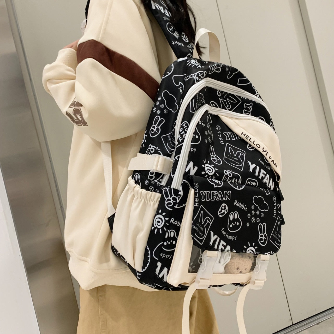 Back to school Students Schoolbag Korean Fashion Cartoon Large-capacity Backpack Nylon Waterproof School Bags Travel Backpacks