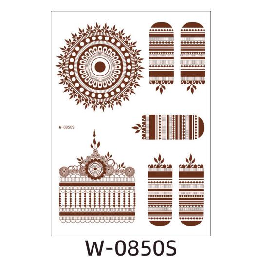 Flytonn Semi Permanent Tattoo Stickers Brown Red Lace Water Transfer Temporary Fake Tattoos Party Festival Henna Tattoos Body Art Makeup
