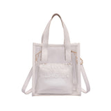 Back to school Women hand-held PVC bag spring and summer new portable transparent small square bag simple and cute one-shoulder diagonal bag