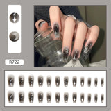 Flytonn Fall/Winter Ambiance  24pcs Star Moon y2k Fake Nails Press On Long Coffin Nails Wearable Black Gradient False Nails With Designs Full Cover Nail Tips