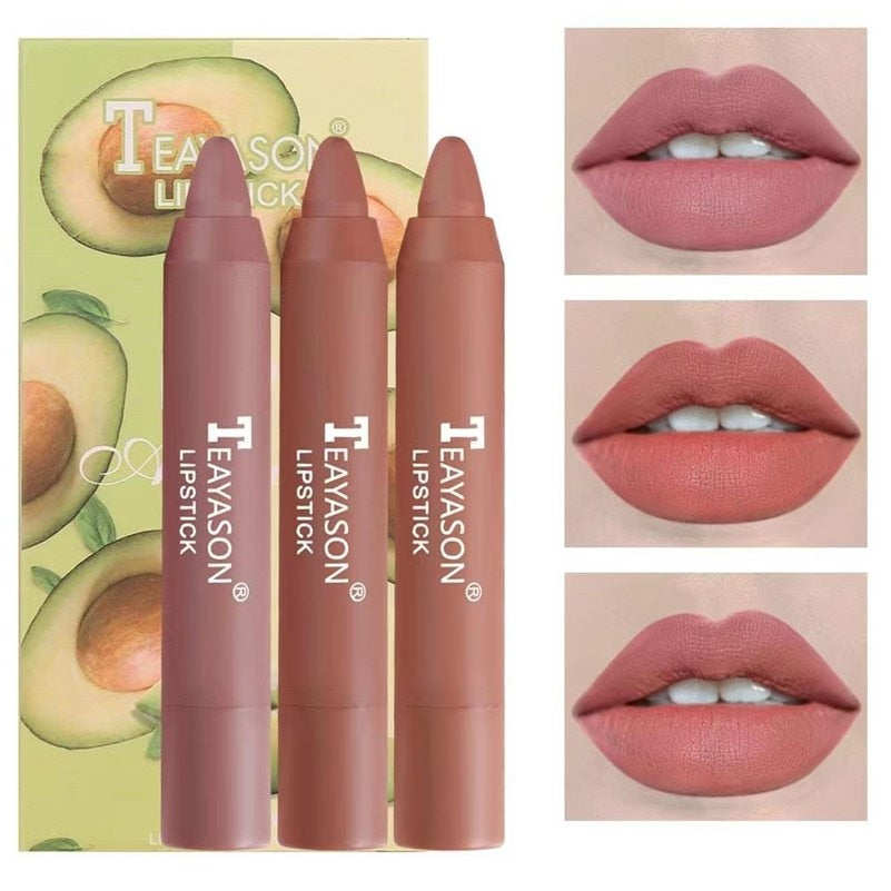 Flytonn 12 Colors Sexy Matte Lipstick Waterproof Long Lasting Color Rendering Non-stick Velvet Lips Liner Pencil Woman Makeup Cosmetics