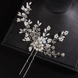 Flytonn Silver Color Crystal Hair Accessories Pearl Bride Bridal Hair Pins for Women Handmade Wedding Head Jewelry Party Headpiece Tiara