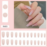 Flytonn 24pcs Cool Girl False Nails Press On Long Coffin Square Ballet Nail Tips Full Cover Acrylic Fake Nail With Black Gradient Design