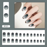 Flytonn Y2k Fake Black Nail Long Ballet Reusable Adhesive Acrylic Press on set Nails Dark Acrylic Artificial False Nails Arts Tips 24pcs