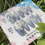 Flytonn Japanese Nails Set Press On Professional Decoration Nail Art Manicuree Wearable Artificial False Nails With Designed