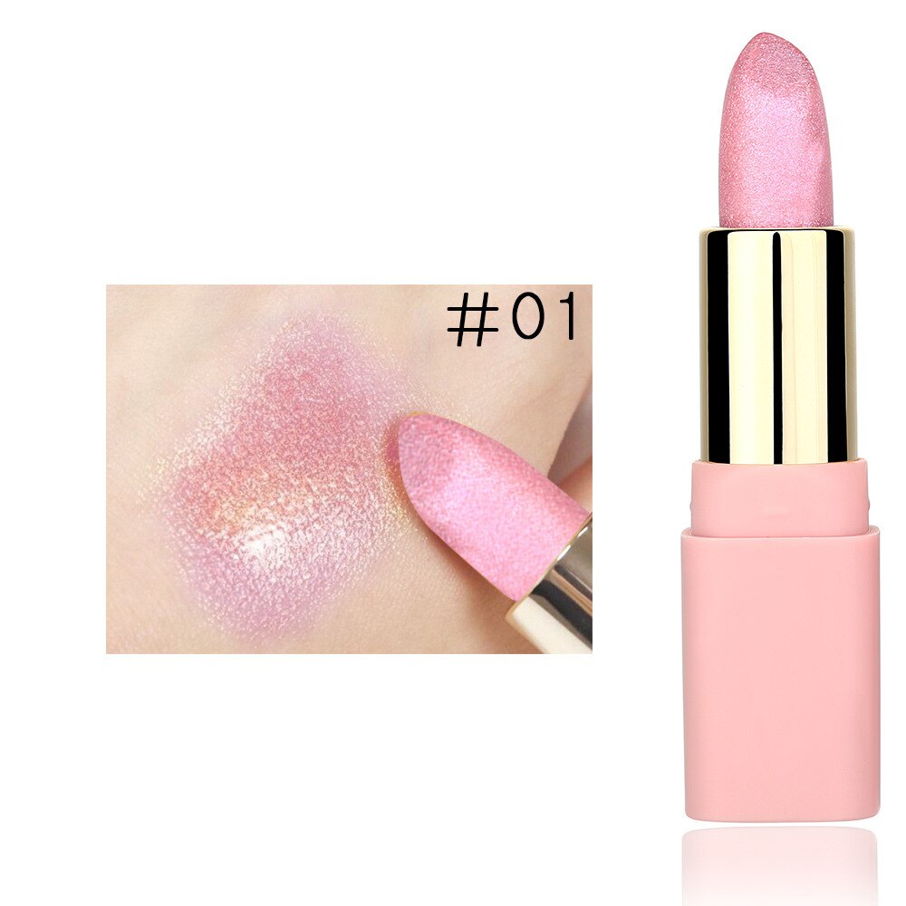 1 Pc Diamond Lipstick Glitter Pearl Naked Sexy Lip Makeup  Long Lasting Easy To Wear Brighten Non-stick Cup Lip Gloss Cosmetics