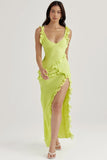 FLYTONN-Sexy spring and summer dresses, party dresses, graduation gifts,Twisty Twirl High Slit Ruffle Dress