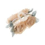 Flytonn  Gentle Camellia Mesh Hair Claw For Women  Headdress Solid Color Ponytail Hairpins  Fashion Hair Clip Hair Accessories