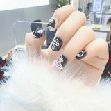 Flytonn Presse on Nail Tips Full Cover With Spice Girl Planet Short Square Style patch Nail Art