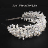 Flytonn Bridal Tiara Headwear Pearl Crown Princess Wedding Bridal Tiara Pear Crystal headband Wedding Hair Jewelry Bridal Accessories