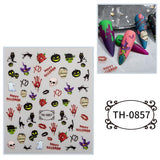Flytonn  Halloween Nail Sticker Funny Fluorescent Skull Candy Pumpkin Cartoon Nail Decorations Decals Adhesive Fake Nail Wraps Nail Patch