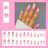 Flytonn New Rainbow Color French Tips Fashion Almond Fake Nails With Designs Wearable False Nails Press On Nails DIY Manicure Patches