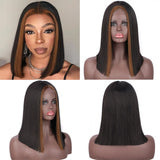 Flytonn Synthetic Wigs Natural Straight Short Bob Wigs For Women Blonde Red Black Highlight Pink Wig For Lolita Cosplay