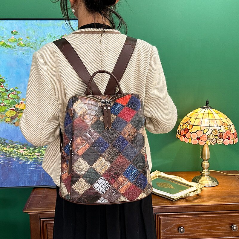 Back to school Vintage Backpack Women Leather Rucksack Women's Knapsack Travel Backpacks Shoulder School Bags for Teenage Girls