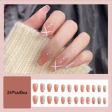 Flytonn  Fashion Simple Pink French Tips DIY Manicure French Coffin False Nails With Designs Summer Thin Fake Nails Press On Nails