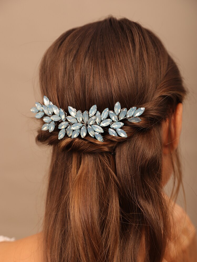 Flytonn Rhinestone Flower Bridal Hair Combs Wedding Headwear Brides Hair Accessories Party Prom Hair Jewelry Fashion Bridesmaid Tiaras