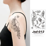 Flytonn Temporary Tattoo Stickers Black Face Collarbone Hand Arm Body Art Fake Tattoos False Tattos Women Men Makeup Masquerade Decals