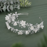 Flytonn Silver Luxury Flower Crystal Bridal Crown Diamonds Women Handmade Wedding Hair Accessories Bride Party Headband Headpiece Tiaras