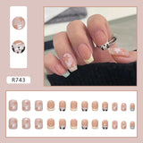 Flytonn 24pcs Cute Y2k Nails With Star Designs French Fake Nails Press On Long Coffin Square Gradient False Nails Full Cover Nail Tips