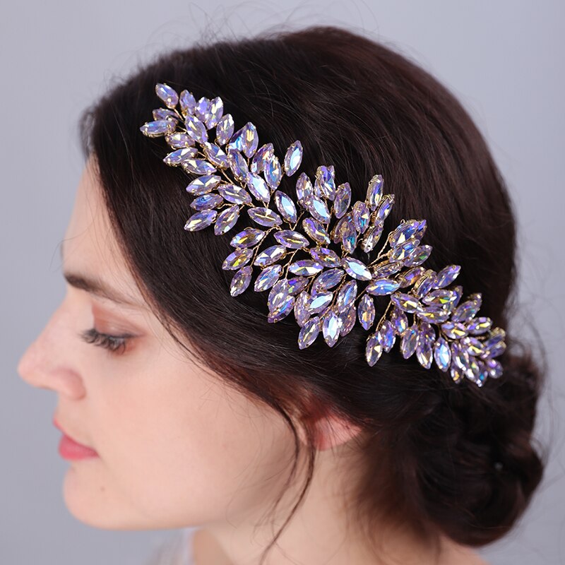 Flytonn Luxury Rhinestone Bridal Headpiece for Women Headband Fasahion Vintage Handmade Wedding Hair Accessories Bridesmaid Headdress
