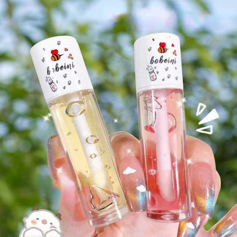 Flytonn Peach Milk Honey Lip Oil Relieves Dry Moisturizing Lip Gloss Fades Lip Lines Water Light Lips Big Brush Head Cute Korean Makeup