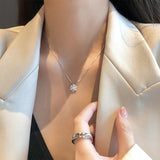 Flytonn 2022 New Korean Fashion Snowflake Pendant Necklace Ladies Exquisite Sweet Zirconia Snake Chain Girls Ladies Y2k Jewelry Gifts