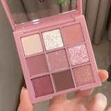 Flytonn DIKALU New Nine-color Eyeshadow Palette Rose Pink Color Pearly Matte Glitter Eyeshadow Pallete Shiny Eye Shadow Eye Pigments