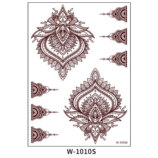 Flytonn Semi Permanent Tattoo Stickers Brown Red Lace Water Transfer Temporary Fake Tattoos Party Festival Henna Tattoos Body Art Makeup