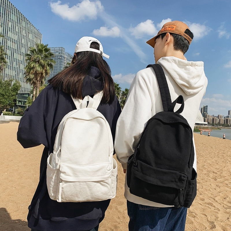 Back to school New Korean Large Capacity Canvas Backpacks Women Kawaii Students Preppy Bag for Teenage Girls Boy School Travel Backpack Bookbag