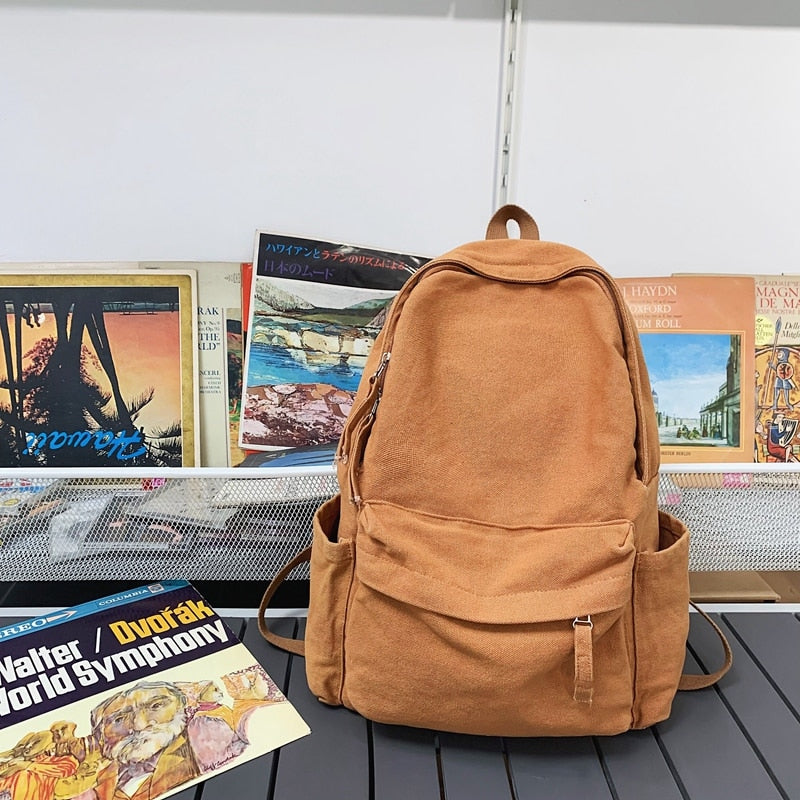 Back to school New Korean Large Capacity Canvas Backpacks Women Kawaii Students Preppy Bag for Teenage Girls Boy School Travel Backpack Bookbag