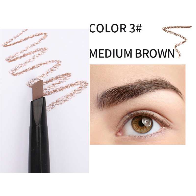 Flytonn Fall/Winter Ambiance  5 Color Double Ended Eyebrow Pencil Waterproof Long Lasting No Blooming Rotatable Triangle Eye Brow Tattoo Pen Makeup 1PC