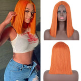 Flytonn Synthetic Wigs Natural Straight Short Bob Wigs For Women Blonde Red Black Highlight Pink Wig For Lolita Cosplay