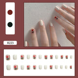 Flytonn 24Pcs/Set Full Cover False Nail Tips Shining Fashion Medium Length Silvery Fake Nails With Glue Nail Art Europen Manicure Tips
