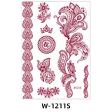 Flytonn Semi Permanent Tattoo Stickers Brown Red Lace Water Transfer Temporary Fake Tattoos Party Festival Henna Tattoos Body Art Makeup