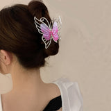 Flytonn  Popular Metal Hollow Butterfly  Hair Clips For Women Solid Color Ponytail Hairpin Large Shark Clip Hair Accessories