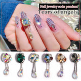 ytonn Halloween 3D Luxury Angel Tears Charm Nail Art Supplies Jewelry Sparkling Jewelry Pendant Big Red Crystal DIY Nail Art Decoration Parts