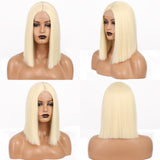 Flytonn Highlight Synthetic Wigs Mix Blonde Wigs Straight Short Bob Wigs For Women Middle Part Brown Black Red Pink Orange Cosplay Wigs